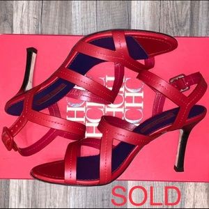 SOLD - CAROLINA HERRERA High Heel Sandals Red EUR38